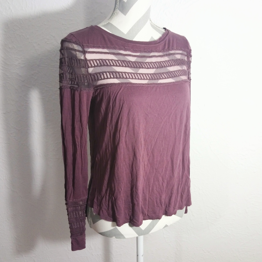 Free People Long Sleeve Seethrough Accent Size S/P